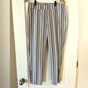 Zac & Rachel Vertical Striped Pull-on Ankle Length Pants Women’s Size 8